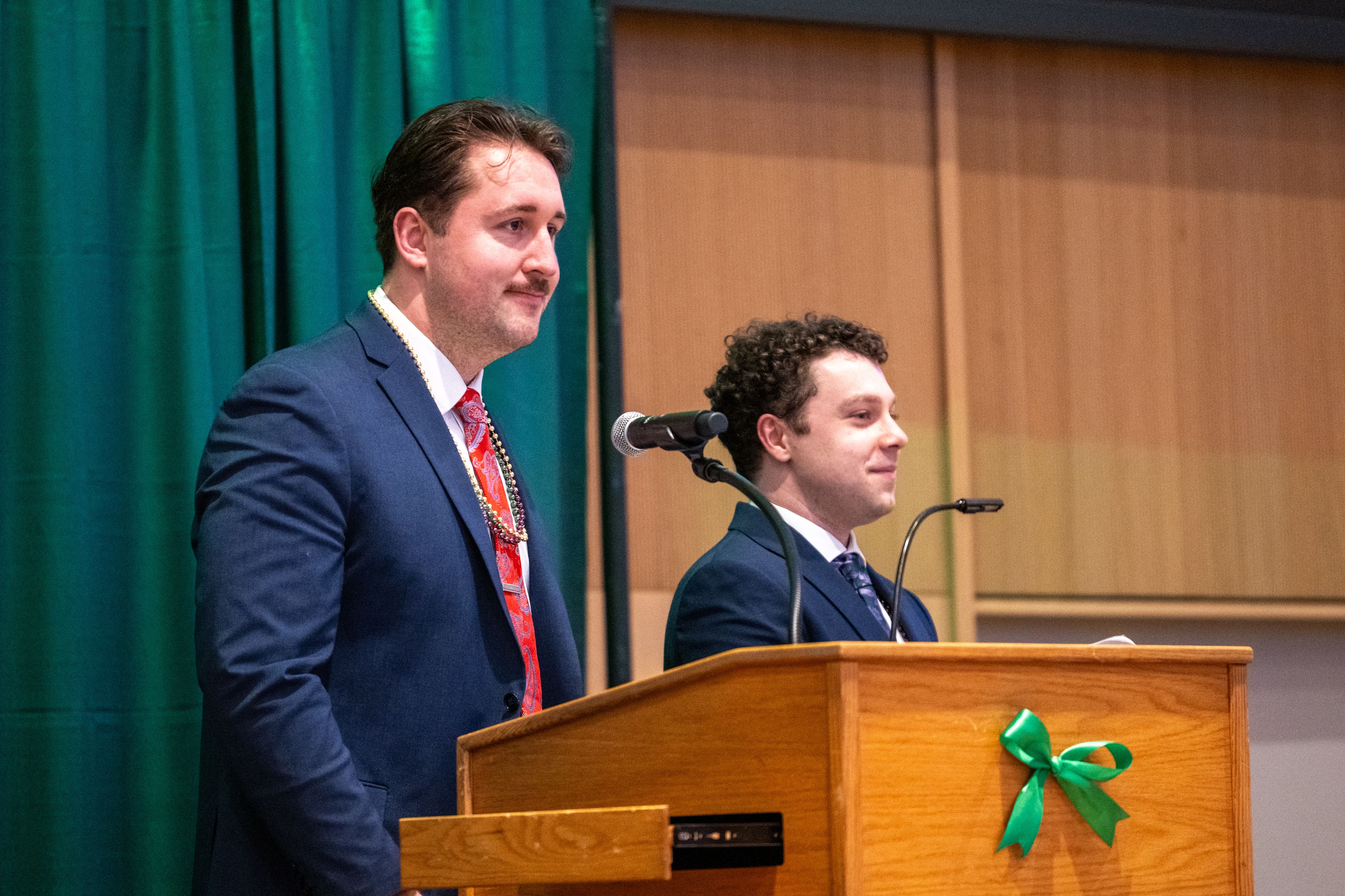 OLSPIF co-chairs Jackson Toffte and Kai Burley welcome guests.